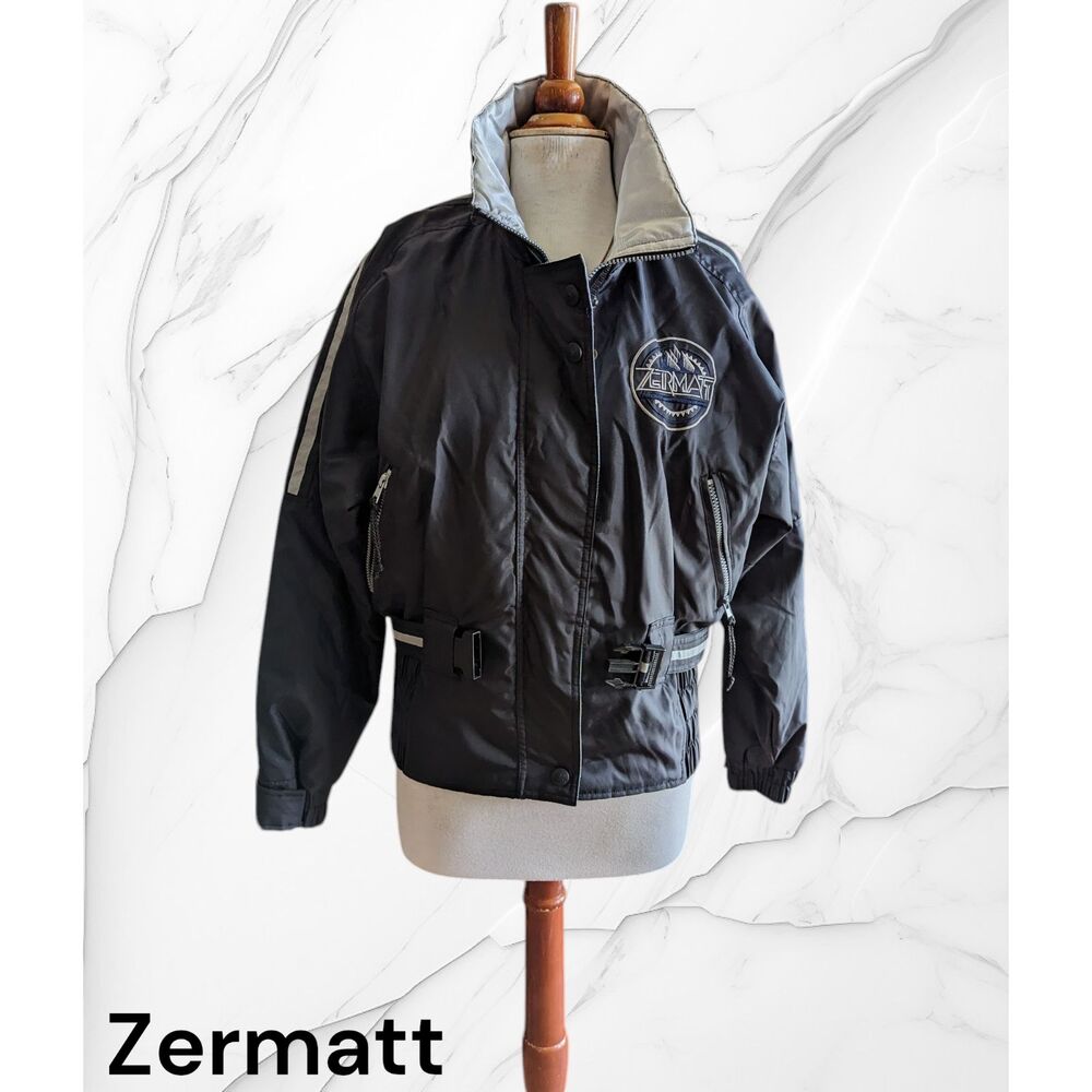Zermatt womens black with reflective silver waterproof jacket   Sz S